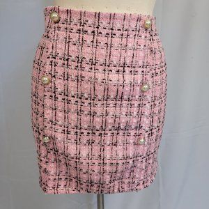 Pink Plaid Tweed Skirt